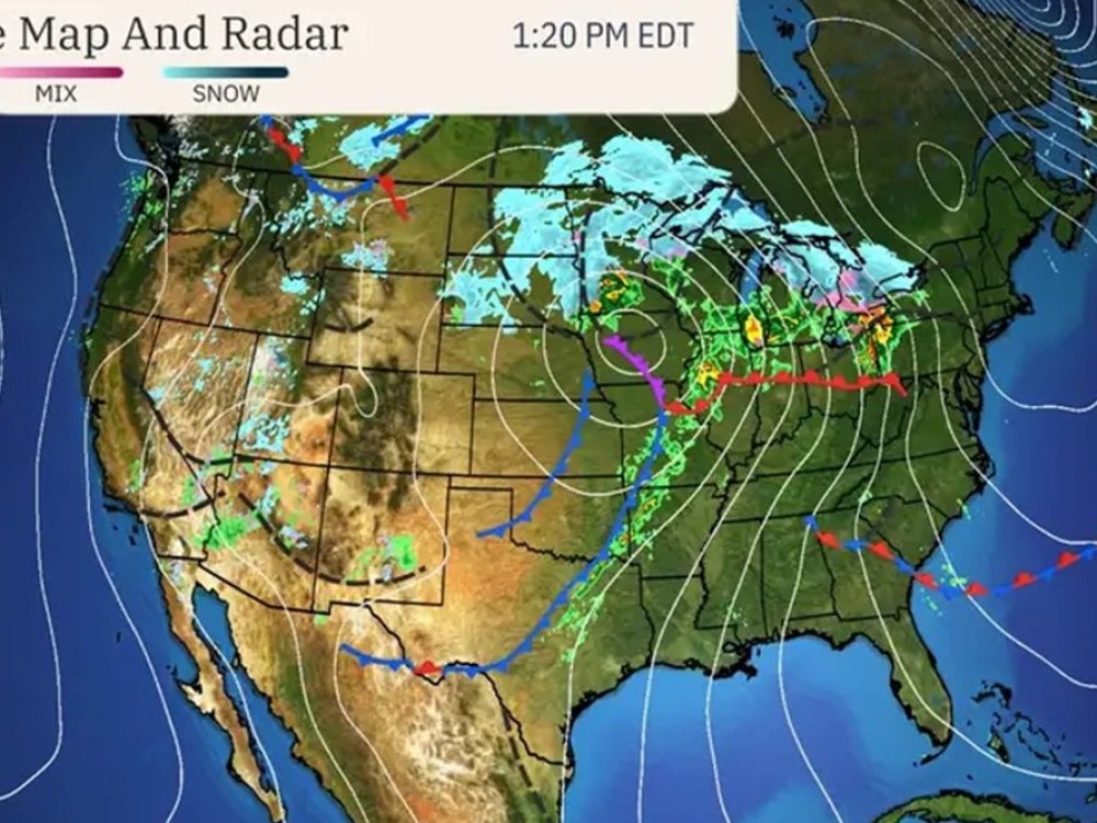 A weather map of the United States