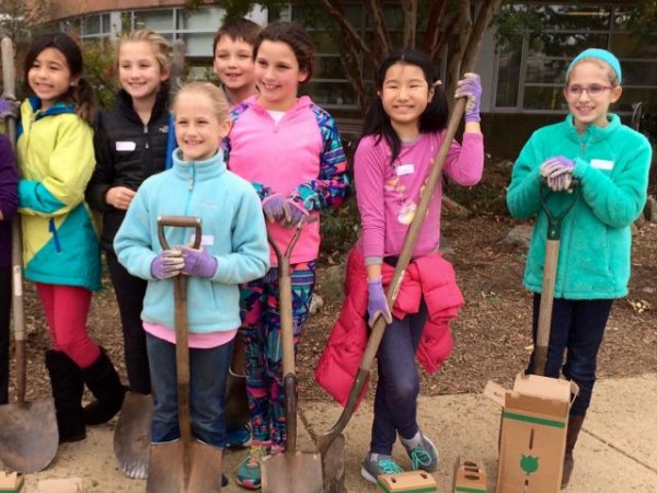Photo of kids getting ready in the garden