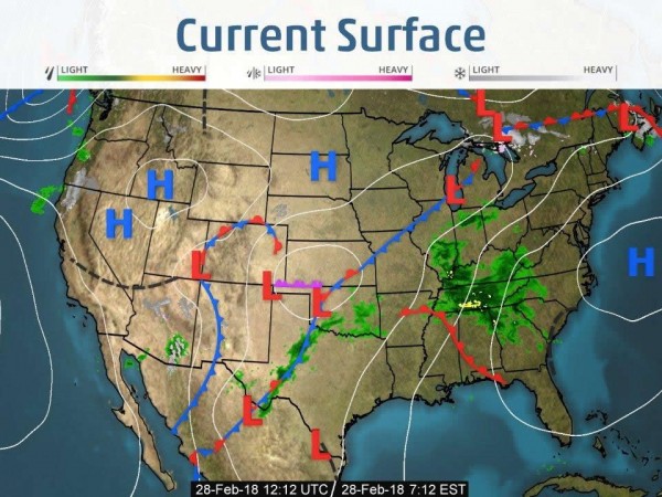 Weather map for 02/28/18