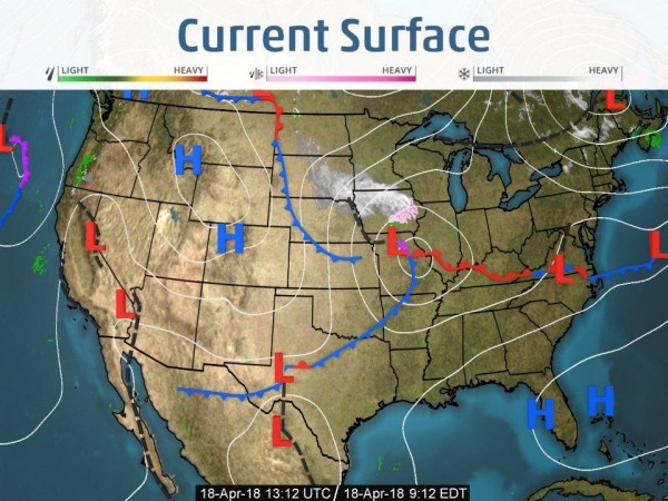 Weather map for April 18, 2018