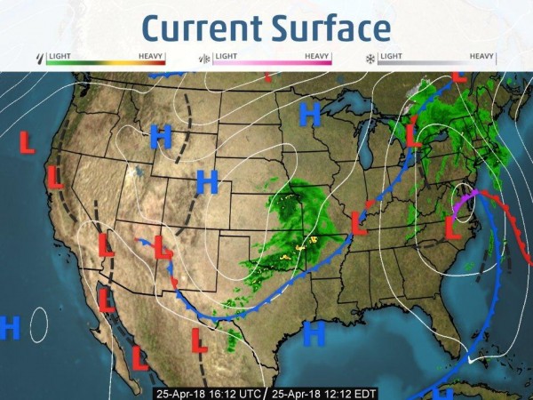 Weather map for April 25, 2018