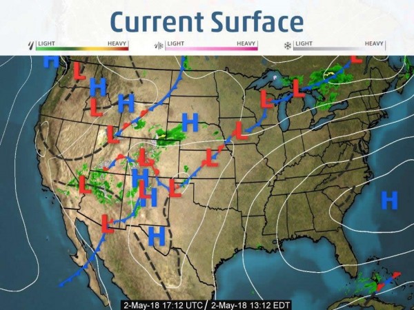 Weather map for May 2, 2018