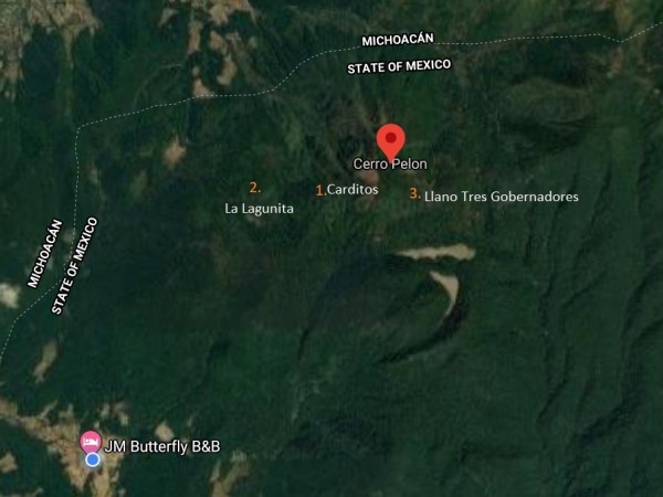 Sites of Cerro Pelon’s first three colonies