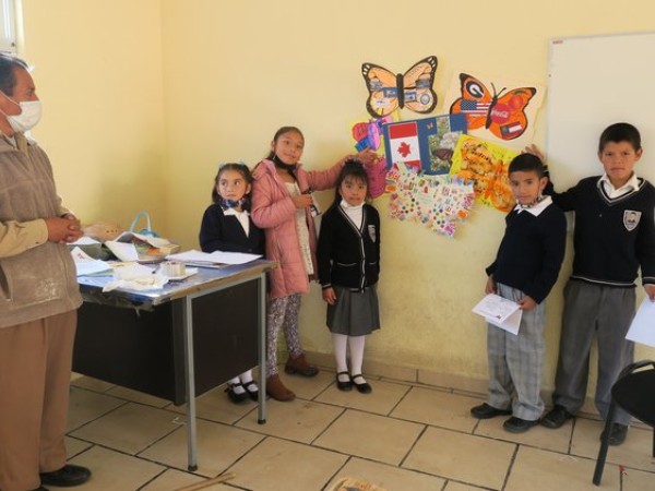 Ambassador butterfly decorate the walls of a classroom