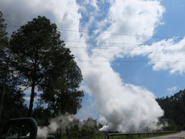 steam rising from pipes
