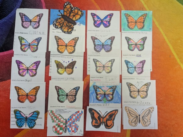 Colored monarch butterflies from the Symbolic Migration Project